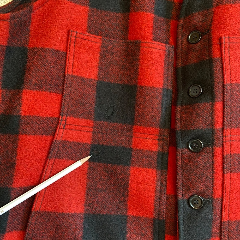 Mens Filson 100% wool Mackinaw red and black vest Size XL - Picture 7 of 11